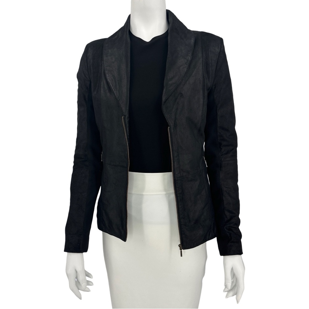 Alpinestars fitted black leather suede jacket. 100% leather. 100% silk lining.